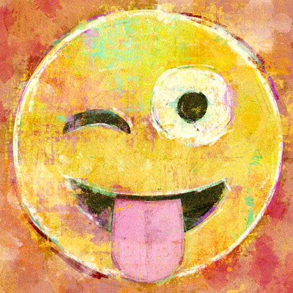 Winking Eye Emoji Porte-clés en bois Crazy Face Emoji Carved Wood